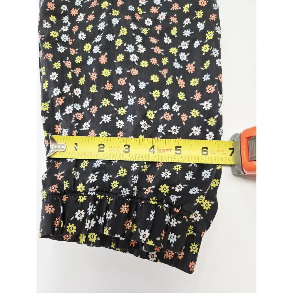 ATM 100%‎ Silk Pants High Rise Floral Print Flat Front Pockets EUC Med